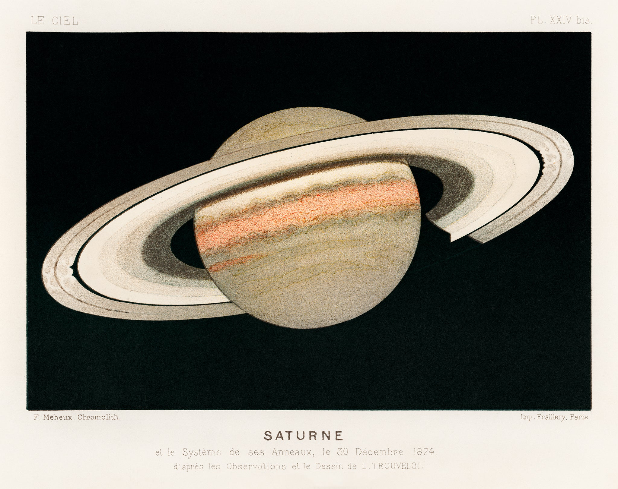 Saturne printed in 1877, by F. Meheux